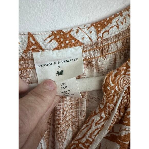 Desmond & Dempsey X H&m Women’s Landscape Kaftan Midi Dress Size Large - Picture 10 of 13